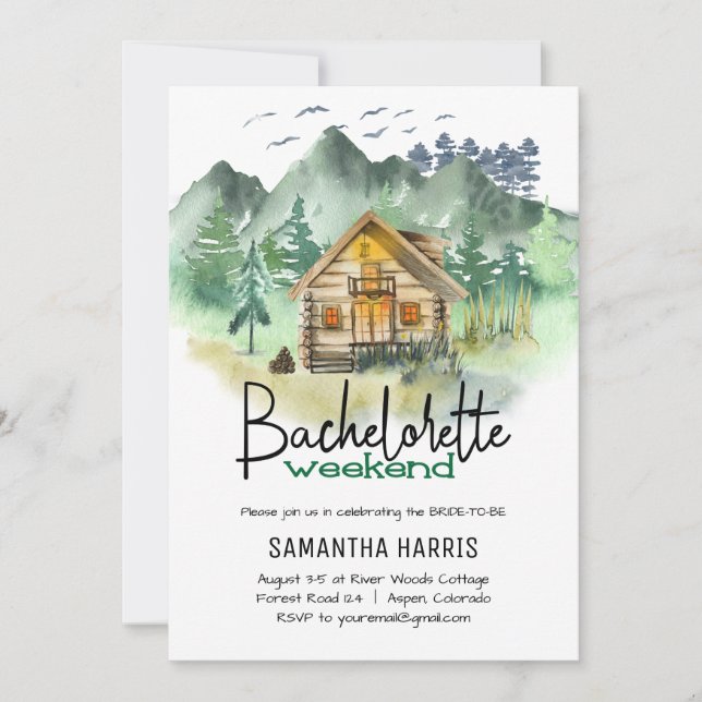 Watercolor Mountain Bachelorette Weekend Invitation (Front)