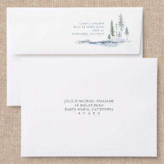 Watercolor Mountain Back Addressed Envelopes