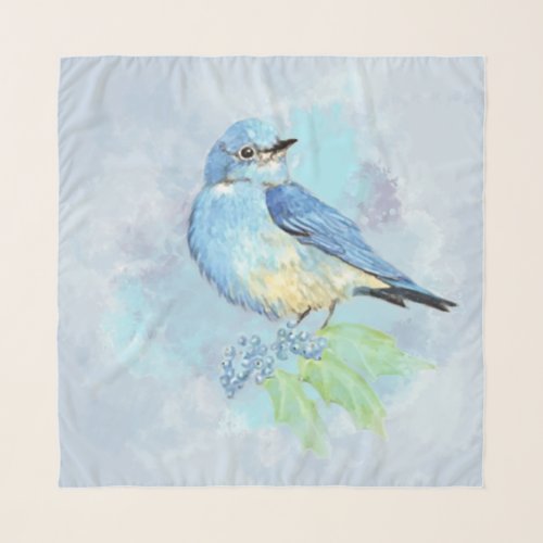 Watercolor Mountain Bluebird Blue Bird Animal Art Scarf