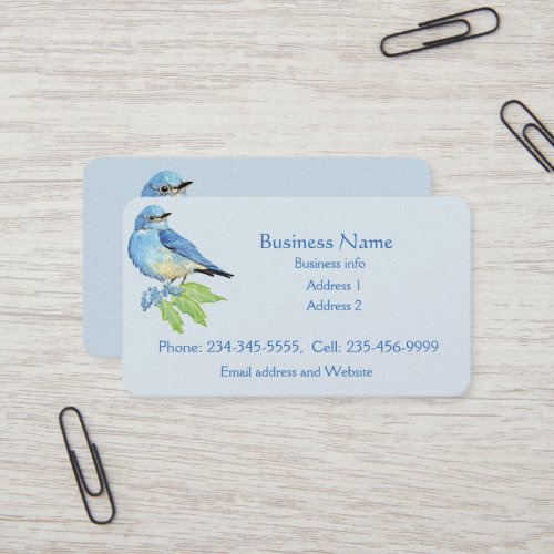 Watercolor Mountain Bluebird Blue Bird Art  Business Card
