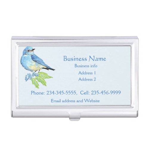 Watercolor Mountain Bluebird Blue Bird Art  Business Card Case