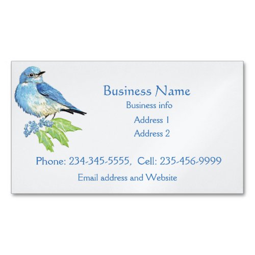 Watercolor Mountain Bluebird Blue Bird Art  Business Card Magnet