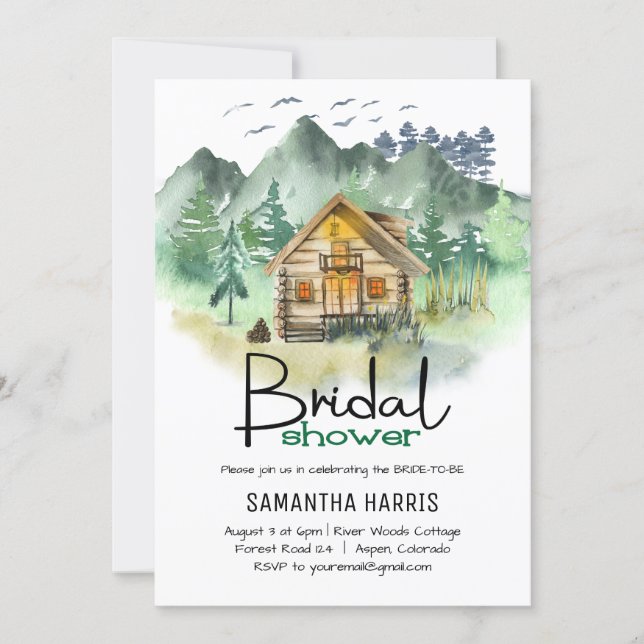 Watercolor Mountain Bridal Shower Invitation (Front)