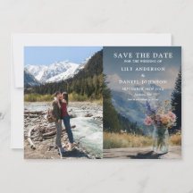 Watercolor Mountain Floral Mason Jar Wedding Photo