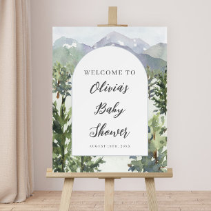Watercolor Mountain Forest Arch Baby Shower Foam Board