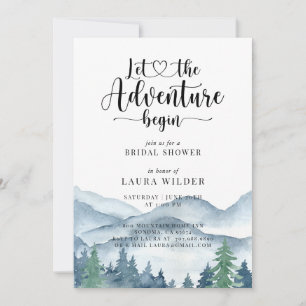 Watercolor Mountain Forest Bridal Shower Party Invitation