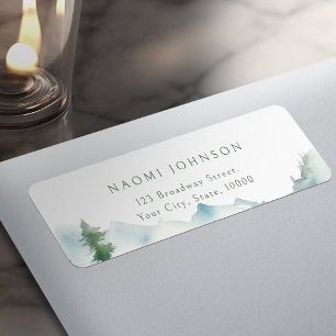 Watercolor Mountain Forest Rustic Return Address Label