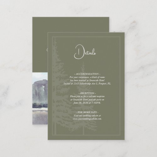 Watercolor Mountain Forest Trees Lake Details Enclosure Card