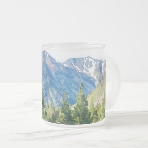 Watercolor Mountain Hiking Trail Wildflowers Frosted Glass Coffee Mug