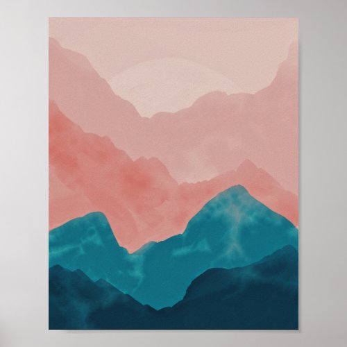 Watercolor Mountain Hills Poster