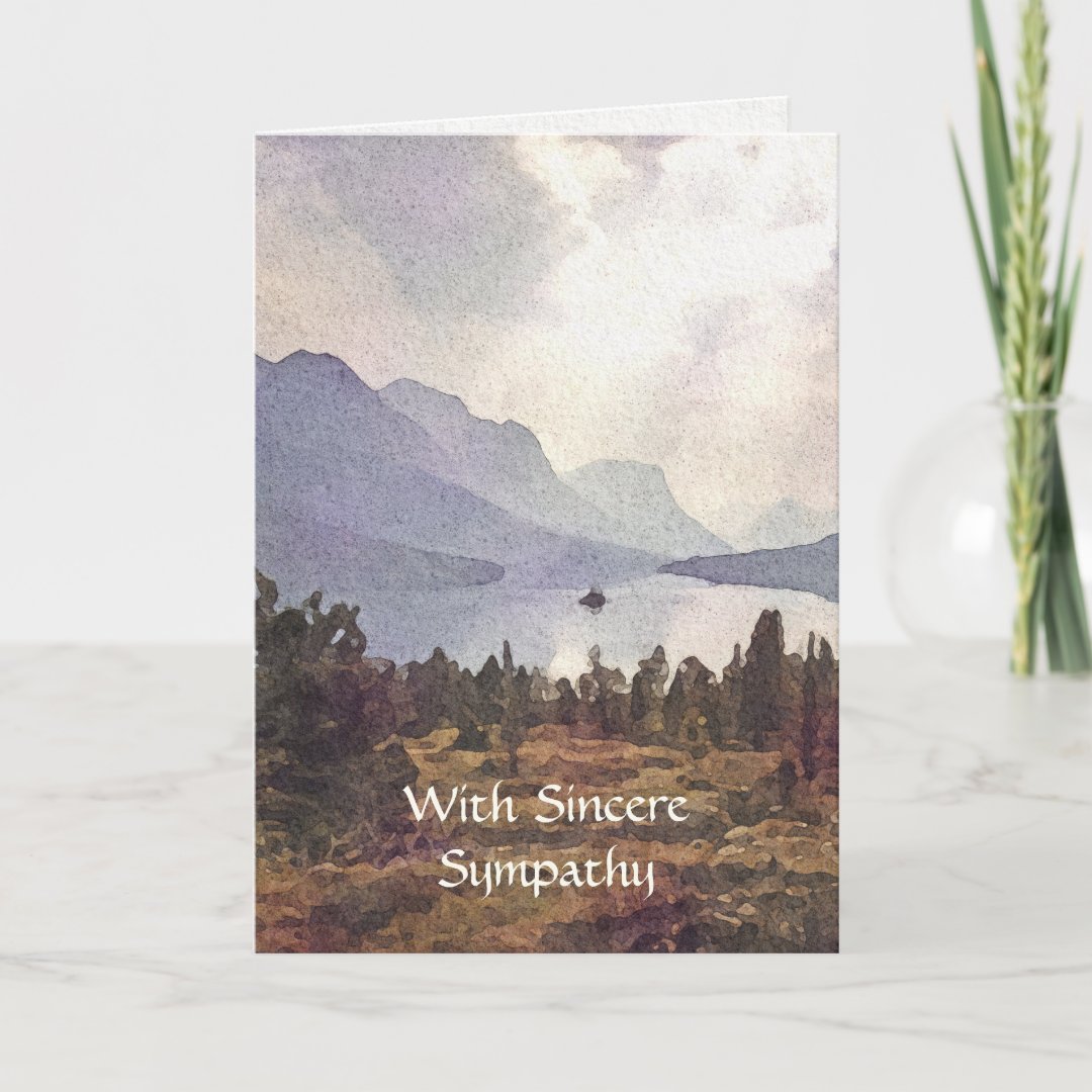 Watercolor Mountain Lake Sympathy Card | Zazzle