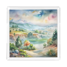 Watercolor Mountain Landscape