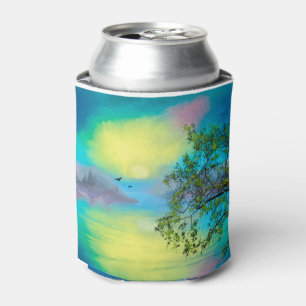 Watercolor Mountain Landscape Can Cooler