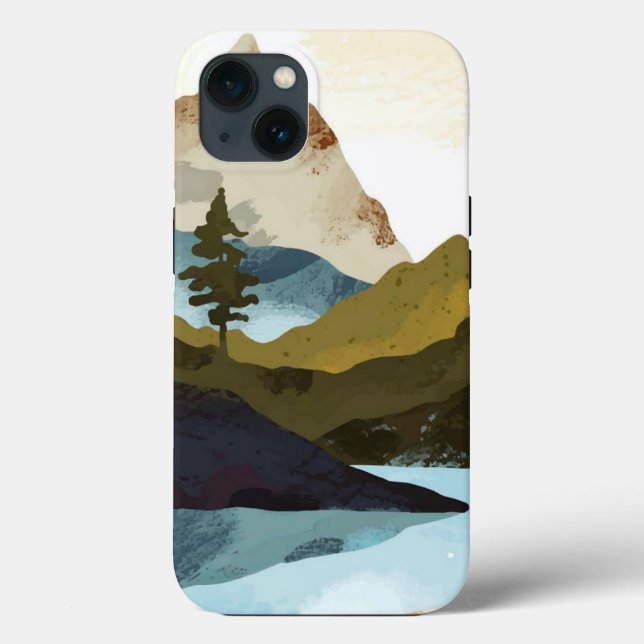 Watercolor Mountain Landscape iPhone / iPad case (Back)