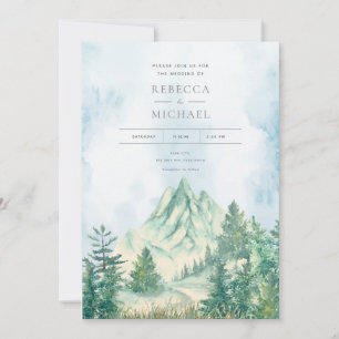 Watercolor Mountain Landscape Wedding Invitation