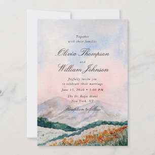 Watercolor Mountain Landscape Wedding Invitation