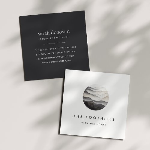 Watercolor Mountain Logo Square Business Card