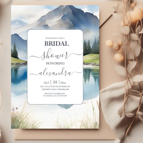 Watercolor Mountain Meadow Bridal Shower Invitation