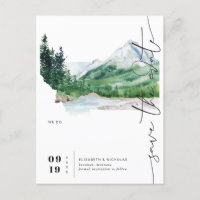 Watercolor Mountain | Montana Map Save the Date