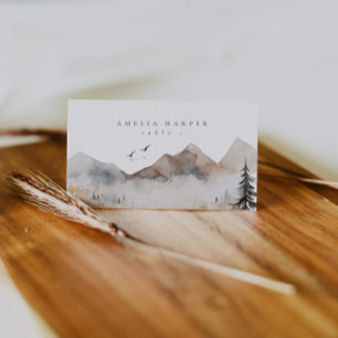 Watercolor Mountain Outdoor Wedding Place Card