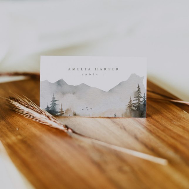 Watercolor Mountain Outdoor Wedding  Place Card (Creator Uploaded)