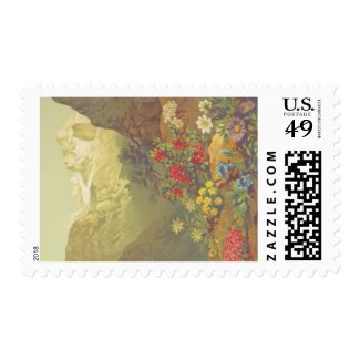Watercolor Mountain Plants Postage Stamp