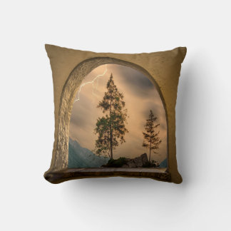 Watercolor Mountain Poster,Nature Wall Art,Waterco Throw Pillow