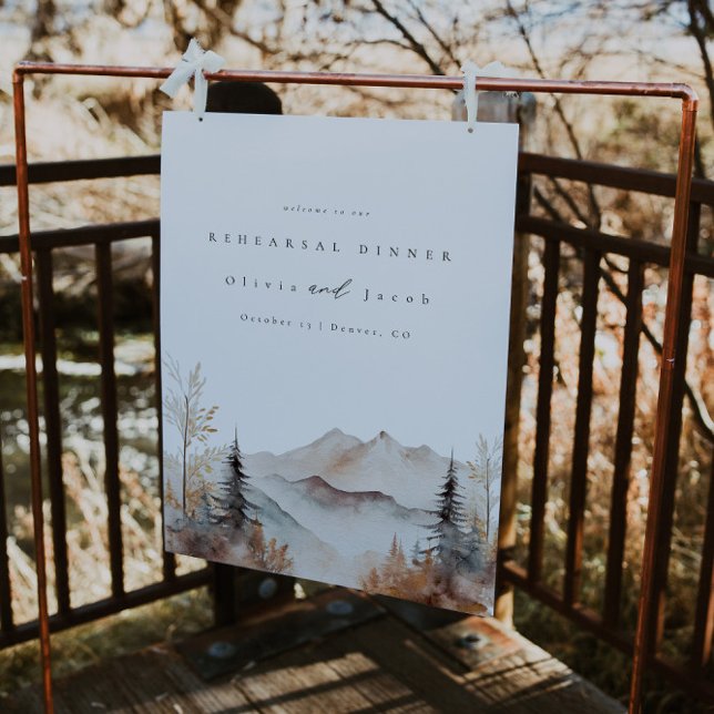 Watercolor Mountain Rehearsal Dinner Welcome Poster (Creator Uploaded)