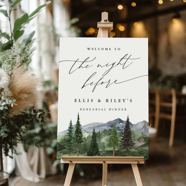 Watercolor Mountain Rehearsal Dinner Welcome Sign (Creator Uploaded)