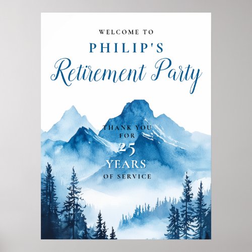 Watercolor Mountain Retirement Party Welcome Sign