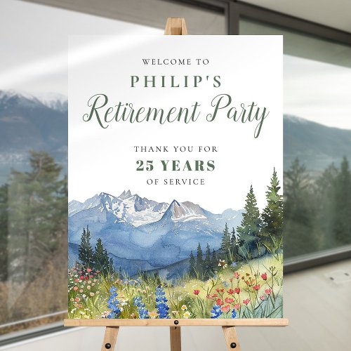 Watercolor Mountain Retirement Party Welcome Sign