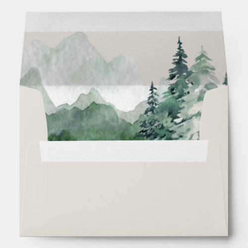 Watercolor  Mountain Return Address Envelope