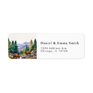 Watercolor Mountain Rustic Pine Return Address Label