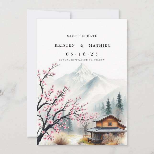 Watercolor Mountain Save The Date (Front)