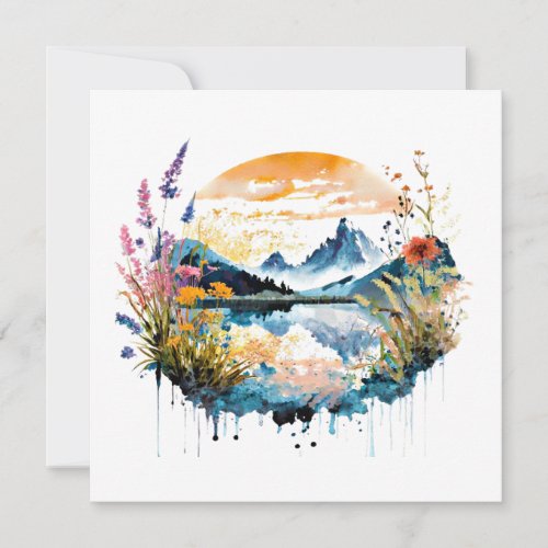 Watercolor mountain scene card