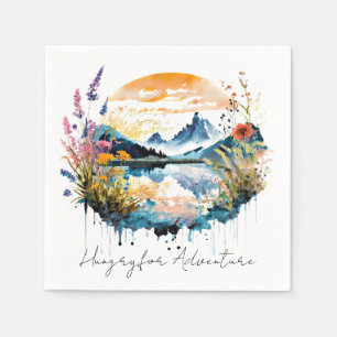 Watercolor mountain scene napkins