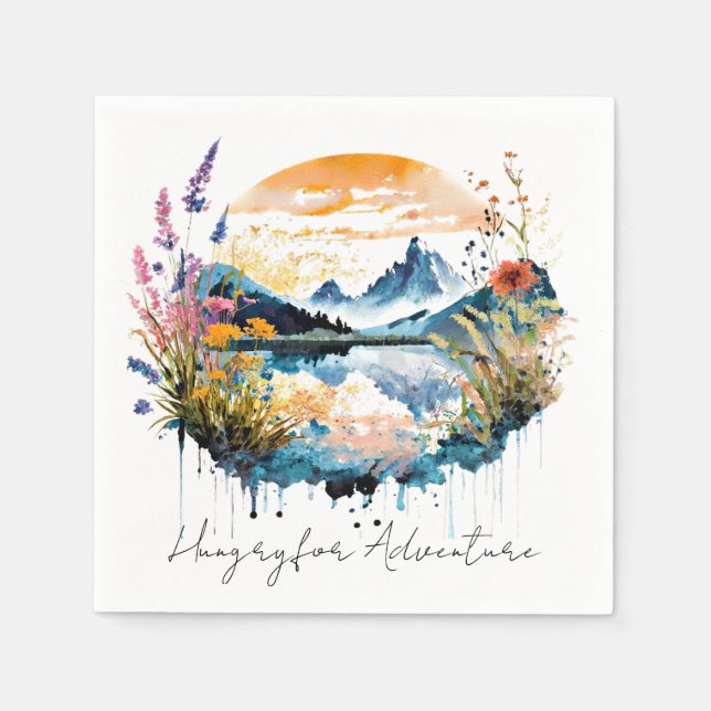 Watercolor mountain scene napkins (Front)