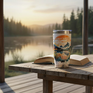 Watercolor mountain scene personalized insulated tumbler
