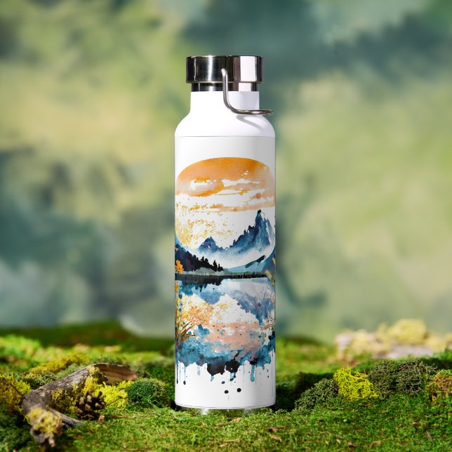 Watercolor mountain scene water bottle (Outdoor)