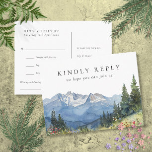 Watercolor Mountain Song Request RSVP Postcard