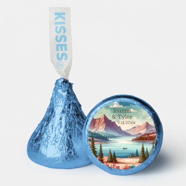 Watercolor Mountain Views Wedding  Hershey®'s Kisses® (Front)