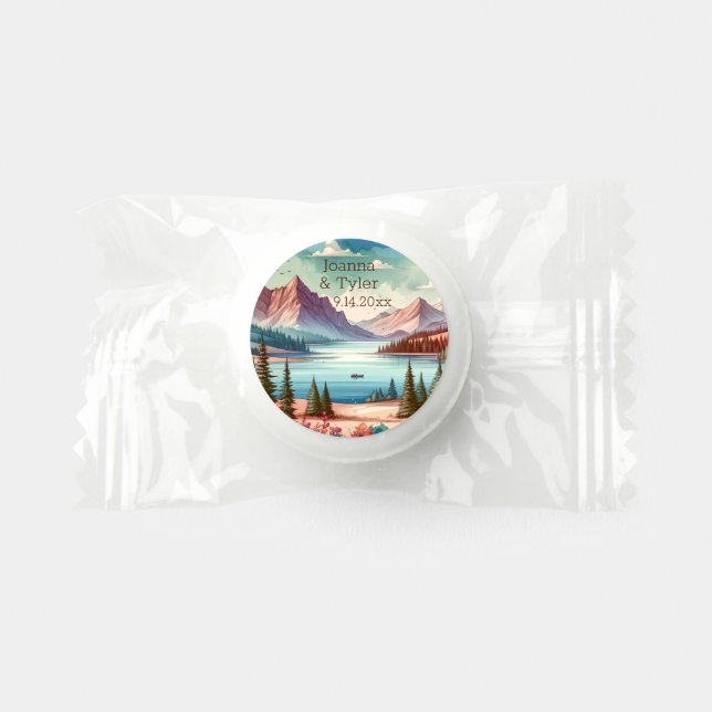 Watercolor Mountain Views Wedding  Life Saver® Mints (Front)