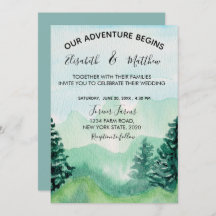 Watercolor Mountain Wedding Invitation