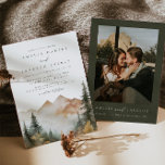 Watercolor Mountain Wedding Invitation<br><div class="desc">This is a mountain wedding invitation featuring a beautiful watercolor fall mountain scene and an elegant font pairing. Edit all wording and all colors except for the color of the watercolor mountain scene. The color of the evergreen drop is not editable. // For matching items, please visit the "SAWYER" collection...</div>
