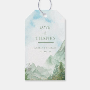 Watercolor Mountain Wedding Thank You Favor Tag