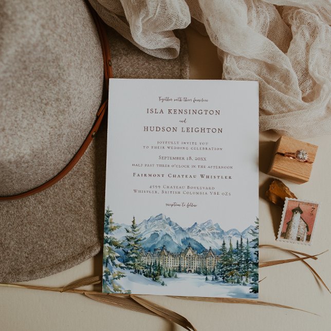 Watercolor Mountain | Whistler BC Wedding Invitation (Creator Uploaded)
