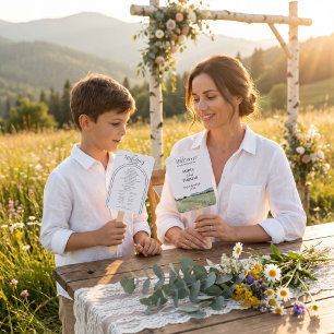 Watercolor Mountain Wildflower Boho Arch Wedding Hand Fan