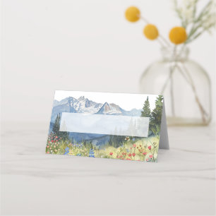 Watercolor Mountain Wildflower Floral Wedding Place Card