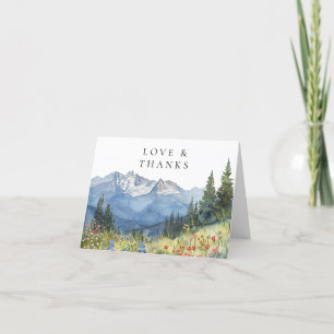Watercolor Mountain Wildflower Letterpress Thank You Card
