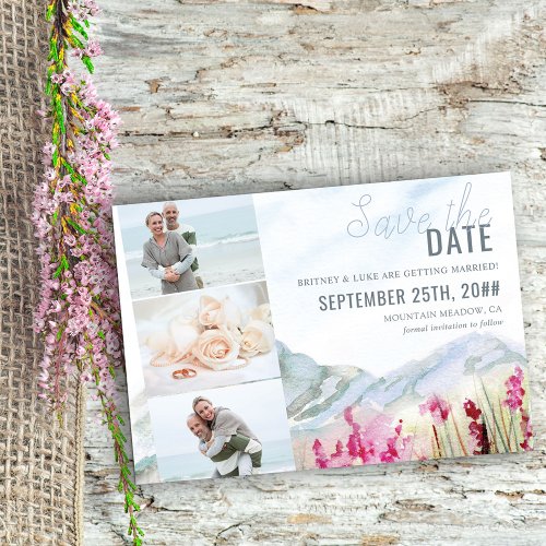 Watercolor Mountain Wildflower Meadow 3 Photo Save The Date